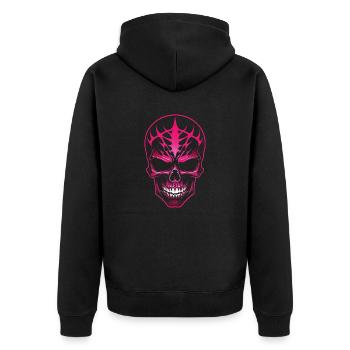 Pink Skull - Unisex Premium Bio Zip Hoodie - Schwarz - Hinten - Nico (187cm)