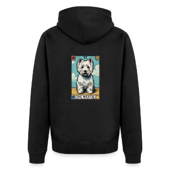 Der Westie - Unisex Premium Bio Zip Hoodie - Schwarz - Hinten - Nico (187cm)