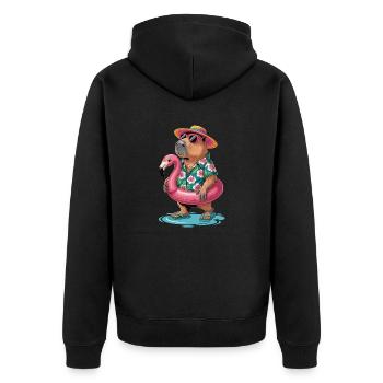 Capybara in den Sommerferien - Unisex Premium Bio Zip Hoodie - Schwarz - Hinten - Nico (187cm)