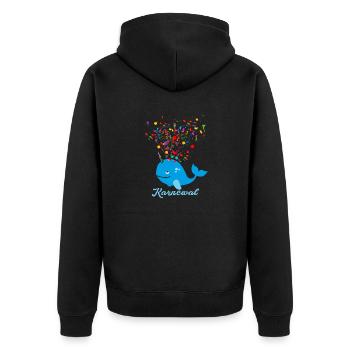 karnewal,wal,konfetti,karneval,walfisch - Unisex Premium Bio Zip Hoodie - Schwarz - Hinten - Nico (187cm)