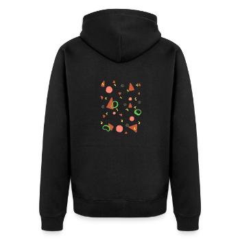 Pizzabelag Salami Pizza - Unisex Premium Bio Zip Hoodie - Schwarz - Hinten - Nico (187cm)