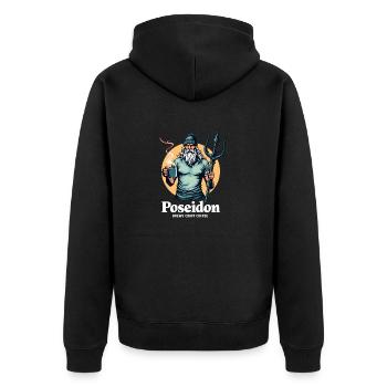 Poseidon brews Craft Coffee! - Unisex Premium Organic Zip Hoodie - black - Back - Nico (187cm)