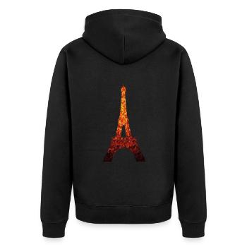 L’automne à Paris : la Tour Eiffel en feuillage d’automne - Veste à capuche bio Premium Unisexe - noir - Dos - Nico (187cm)