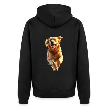 Golden Retriever - Unisex Premium Bio Zip Hoodie - Schwarz - Hinten - Nico (187cm)
