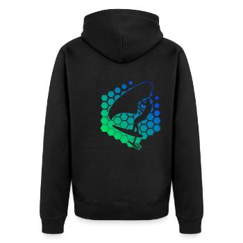 wingsurf Damen wingsurfen wingfoil foilwing - Unisex Premium Bio Zip Hoodie - Schwarz - Hinten - Nico (187cm)