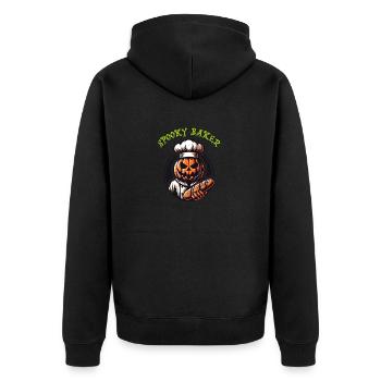 Citrouille d’Halloween avec chapeau de boulanger et pain - Veste à capuche bio Premium Unisexe - noir - Dos - Nico (187cm)