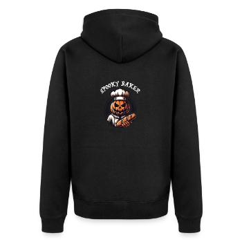 Citrouille d’Halloween avec chapeau de boulanger et pain - Veste à capuche bio Premium Unisexe - noir - Dos - Nico (187cm)