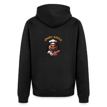 Citrouille d’Halloween avec chapeau de boulanger et pain - Veste à capuche bio Premium Unisexe - noir - Dos - Nico (187cm)