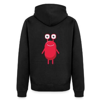 Happy Red Monster - Unisex Premium Organic Zip Hoodie - black - Back - Nico (187cm)