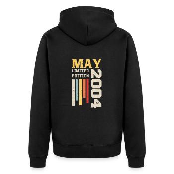 Mai 2004 - Geburtstagsgeschenk geboren im Mai 2004 Mai - Unisex Premium Bio Zip Hoodie - Schwarz - Hinten - Nico (187cm)