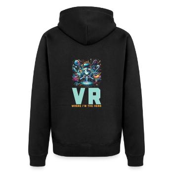 Vr-gamer Vr-gaming-videospiel-spieler Nerd - Unisex Premium Bio Zip Hoodie - Schwarz - Hinten - Nico (187cm)