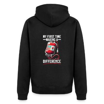 Don de sang Éducation Donner du sang - Veste à capuche bio Premium Unisexe - noir - Dos - Nico (187cm)