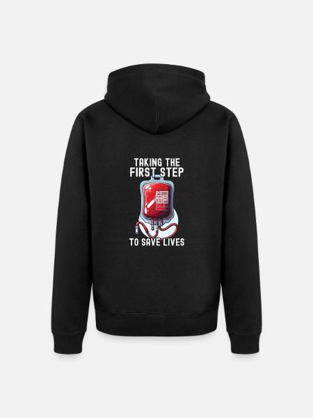 Blood Donation Education Donate Blood - Unisex Premium Organic Zip Hoodie - black