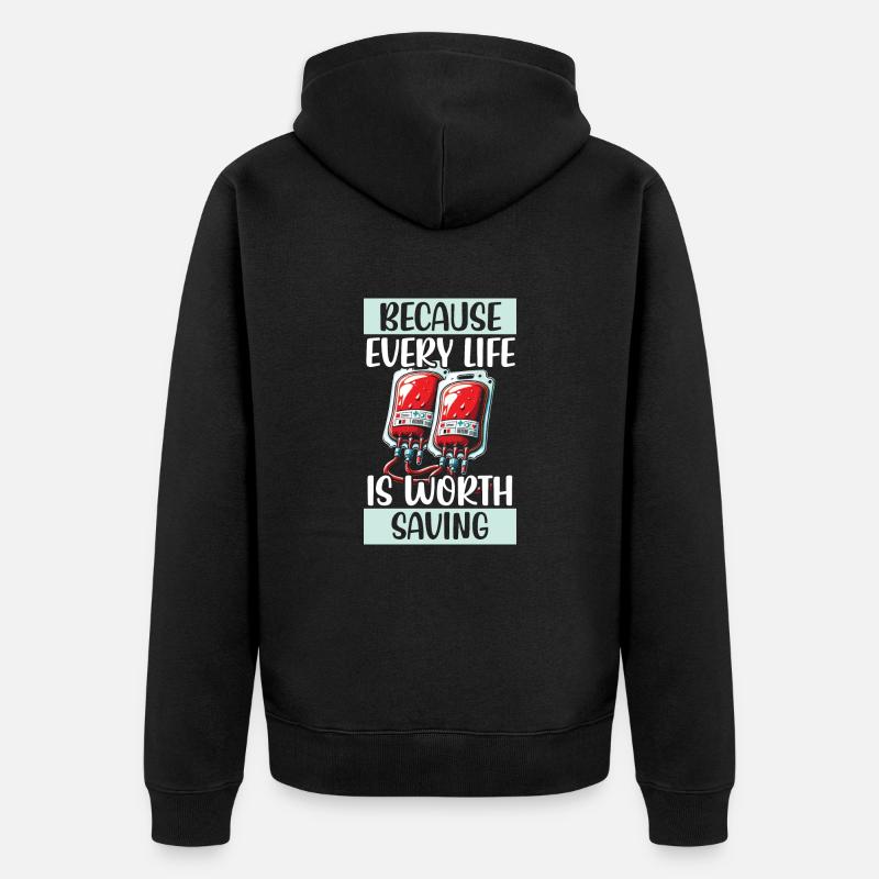Don de sang Éducation Donner du sang - Veste à capuche bio Premium Unisexe - noir