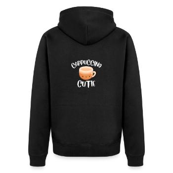 Cappuccino Cutie - Unisex Premium Bio Zip Hoodie - Schwarz - Hinten - Nico (187cm)