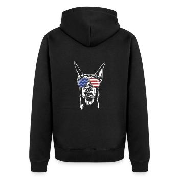 DOBERMAN Amérique Flag Dogs Wilsigns - Veste à capuche bio Premium Unisexe - noir - Dos - Nico (187cm)