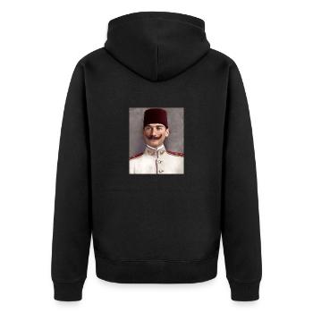 Mustafa Kemal Atatürk - Unisex Premium Organic Zip Hoodie - black - Back - Nico (187cm)