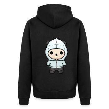Polar Bear Winter Bear Comic Cute - Unisex Premium Organic Zip Hoodie - black - Back - Nico (187cm)