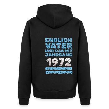 Endlich Vater mit 1972 - Unisex Premium Bio Zip Hoodie - Schwarz - Hinten - Nico (187cm)