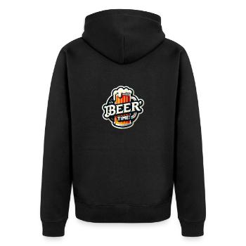 Beer - Unisex Premium Bio Zip Hoodie - Schwarz - Hinten - Nico (187cm)