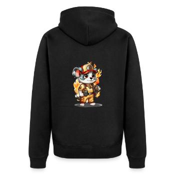 Pompier animal mignon, animaux - Veste à capuche bio Premium Unisexe - noir - Dos - Nico (187cm)