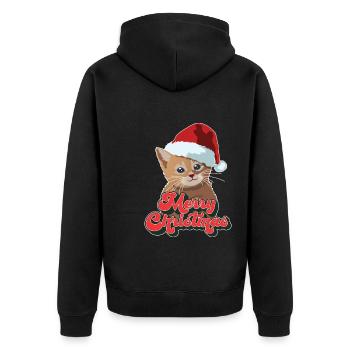 Cadeau de Noël Mignon Drôle de chat Père Noël Joyeux Noël - Veste à capuche bio Premium Unisexe - noir - Dos - Nico (187cm)