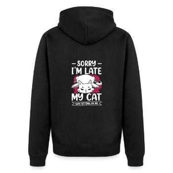 Désolé, je suis en retard, mon chat était assis sur moi - Veste à capuche bio Premium Unisexe - noir - Dos - Nico (187cm)