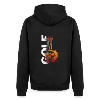 Golf Halloween-Golfer Abschlag zur Geisterstunde - Unisex Premium Bio Zip Hoodie - Schwarz - Hinten - Nico (187cm)