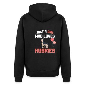 Sibirischer Schlittenhund Mädchen Geschenk Husky - Unisex Premium Bio Zip Hoodie - Schwarz - Hinten - Nico (187cm)