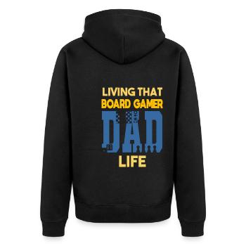 Living That Board Gamer Dad Life Papa Brettspieler - Unisex Premium Bio Zip Hoodie - Schwarz - Hinten - Nico (187cm)