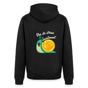 Pas de stress escargot drôle et endormi - Veste à capuche bio Premium Unisexe - noir - Dos - Nico (187cm)