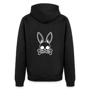 Hase Lustig Ostern Totenkopf - Unisex Premium Bio Zip Hoodie - Schwarz - Hinten - Nico (187cm)