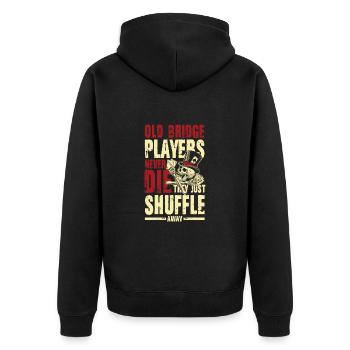 Old Bridge Players They Just Shuffle - Unisex Premium Bio Zip Hoodie - Schwarz - Hinten - Nico (187cm)
