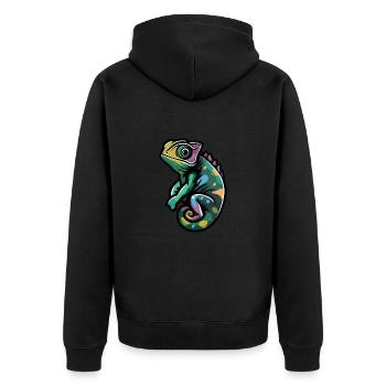 Chameleon Comic - Unisex Premium Bio Zip Hoodie - Schwarz - Hinten - Nico (187cm)