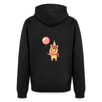 Pferd Geburtstag Baby - Unisex Premium Bio Zip Hoodie - Schwarz - Hinten - Nico (187cm)