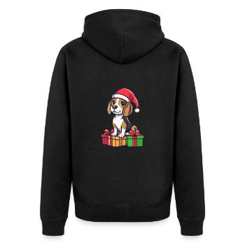 Beagle Hund Weihnachten Geschenke - Unisex Premium Bio Zip Hoodie - Schwarz - Hinten - Nico (187cm)