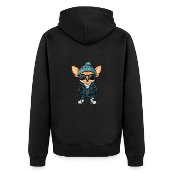 Chihuahua chien bande dessinée cool - Veste à capuche bio Premium Unisexe - noir - Dos - Nico (187cm)