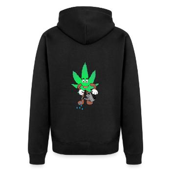 Der Bloom - Weed Cannabis Stoned Hanf Marihuana - Unisex Premium Bio Zip Hoodie - Schwarz - Hinten - Nico (187cm)