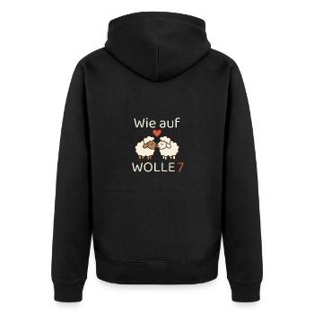 Wie auf Wolle 7 - Unisex Premium Bio Zip Hoodie - Schwarz - Hinten - Nico (187cm)