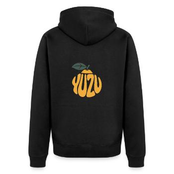 Yuzu - Cool Fruit Logo - Unisex Premium Organic Zip Hoodie - black - Back - Nico (187cm)