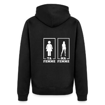 ta femme ma femme - Veste à capuche bio Premium Unisexe - noir - Dos - Nico (187cm)