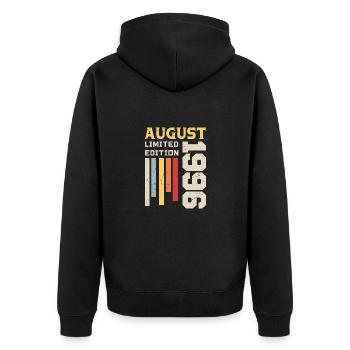 Août 1996 - Cadeau anniversaire Août 1996 Août - Veste à capuche bio Premium Unisexe - noir - Dos - Nico (187cm)