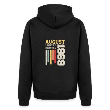 Août 1969 - Cadeau anniversaire Août 1969 Août - Veste à capuche bio Premium Unisexe - noir - Dos - Nico (187cm)