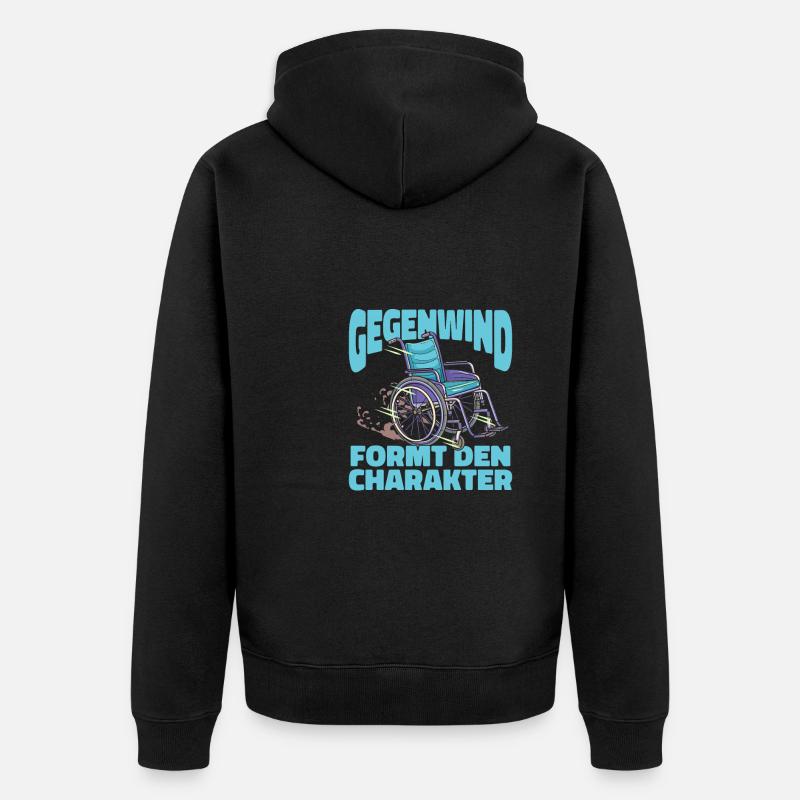 Rollstuhl Rollstuhlfahrer Witzig - Unisex Premium Bio Zip Hoodie - Schwarz