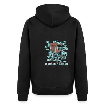 Rollstuhl Rollstuhlfahrer - Unisex Premium Bio Zip Hoodie - Schwarz - Hinten - Nico (187cm)