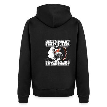Rollstuhl Rollstuhlfahrer Perfekt - Unisex Premium Bio Zip Hoodie - Schwarz - Hinten - Nico (187cm)