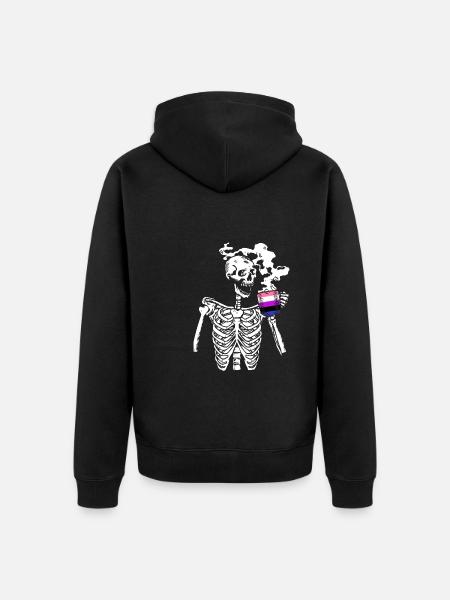 Genderfluid Skeleton - Unisex Premium Organic Zip Hoodie - black