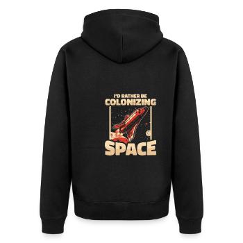 espace, espace, fusée, colonisation de l’espace - Veste à capuche bio Premium Unisexe - noir - Dos - Nico (187cm)