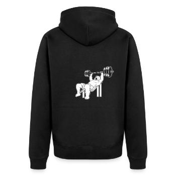 Powerlifting Powerlifter Tiger - Unisex Premium Bio Zip Hoodie - Schwarz - Hinten - Nico (187cm)