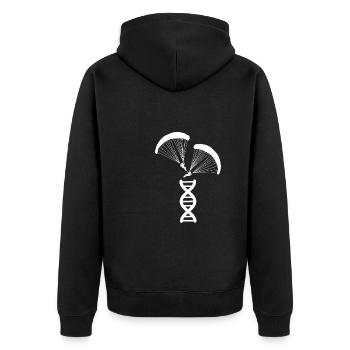 Paragleiter Paragleiten DNA - Unisex Premium Bio Zip Hoodie - Schwarz - Hinten - Nico (187cm)